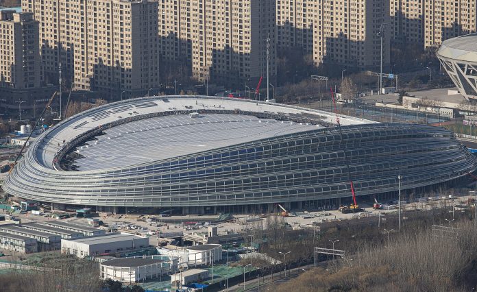 Utsikt over National Speed Skating Oval i Beijing