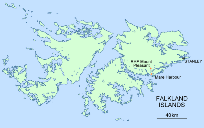 Kart over Falklandsøyene