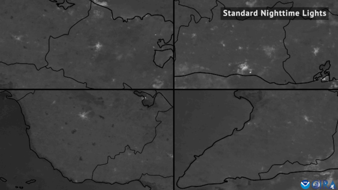 Satellittbilde av Cuba med mørke områder etter strømbrudd