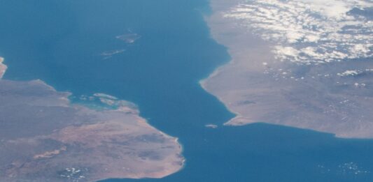 Satellittbilde av Bab el-Mandeb-stredet