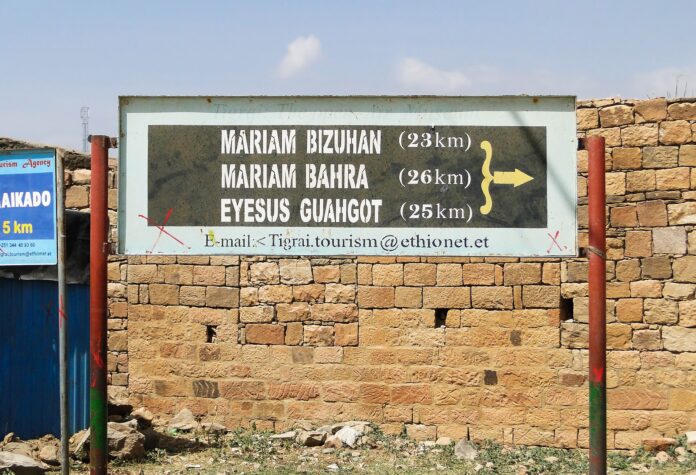 Skilt i Tigray-regionen