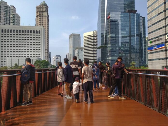 Utsikt over kontorbygg i Jakarta finansdistrikt