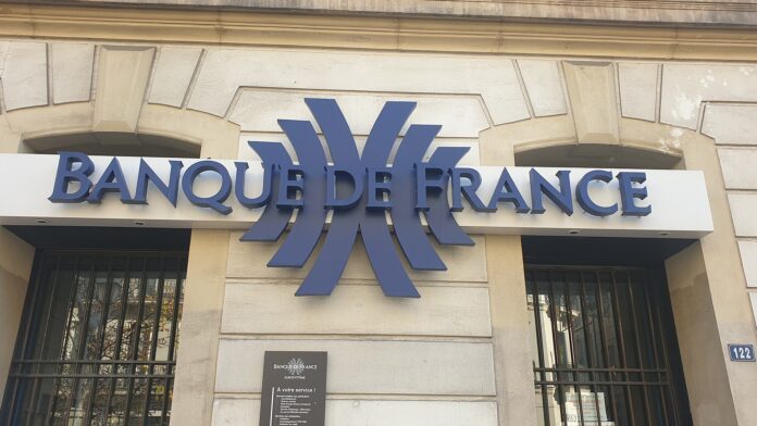 Skiltet til Banque de France på en bygning i Toulon